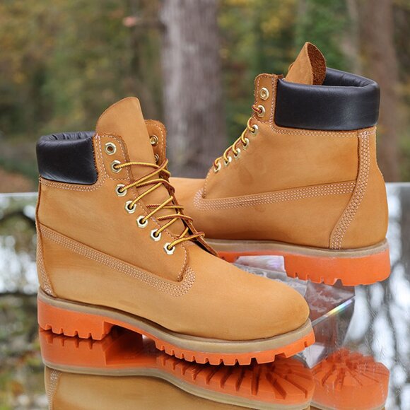 Timberland 6 Inch Premium Wheat Orange Boots - Picture 7 of 15